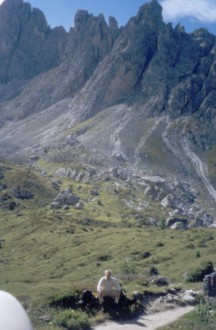 Merlone - Pause mit Blick zur Cadini di Misurina