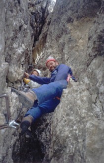 P��necker - Abklettern im Kamin 2